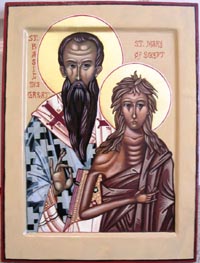 Wedding Icon of St. Basil the Great and St. Mary of Egypt, egg tempera